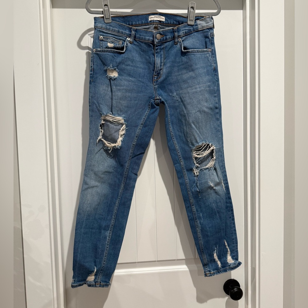 Zara Premium Distressed Blue Jeans